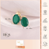 14k Gold | Emerald Oval Stud Earrings