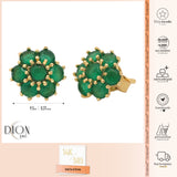 14k Gold | Emerald Hexagon Flower Stud Earrings
