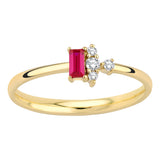 14k Gold | Baguette Cut Red Ruby Ring