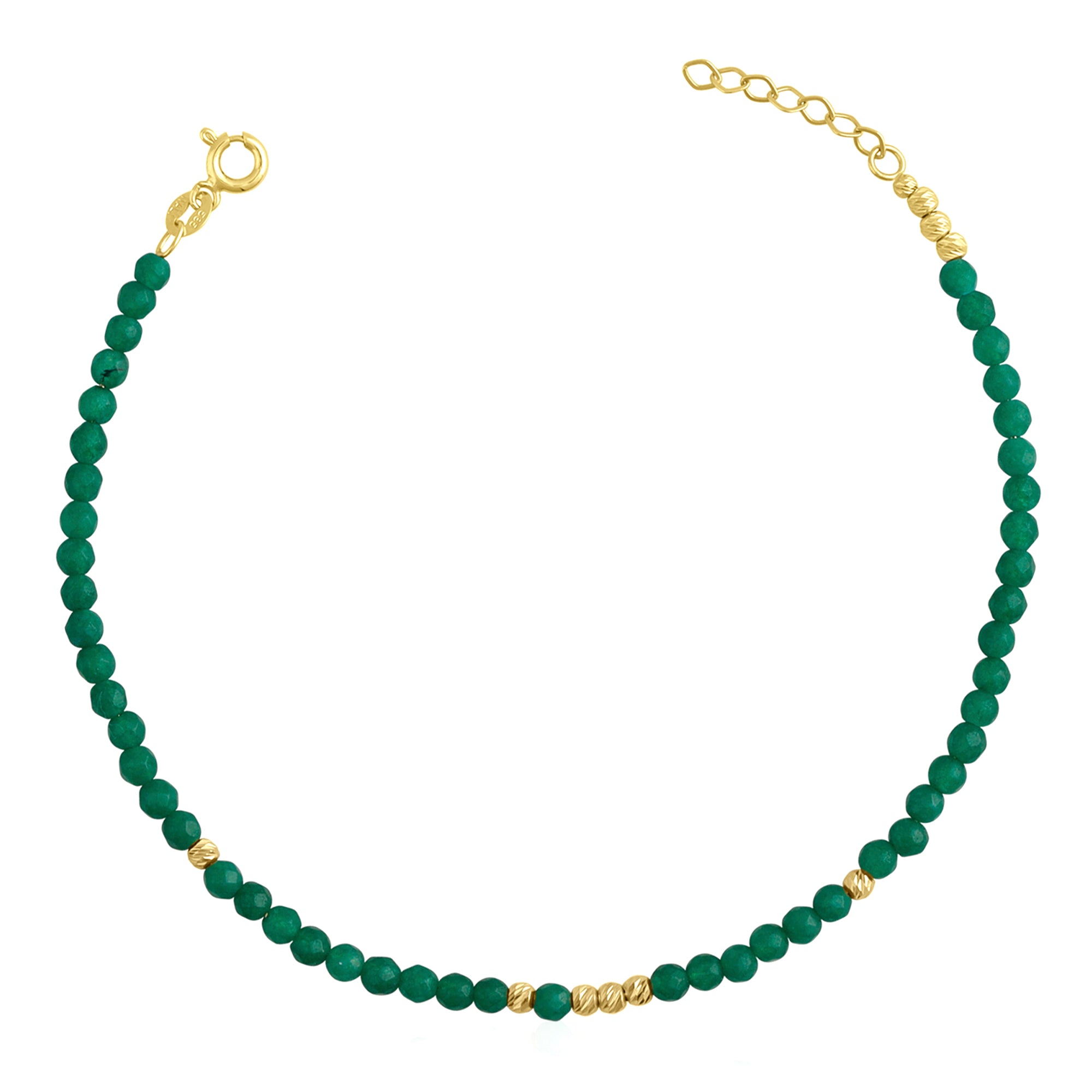 14k Gold | Unakite Eternity Beaded Bracelet