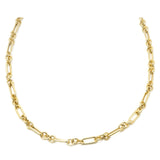 14k Gold | Round Stacking Paperclip and Cricle Pattern Chain Necklace