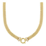 14k Gold | Tri Strands Foxtail Chain Necklace with Sailor Clasp and Charm