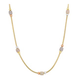 14k Gold | Tri Beaded Franco Mesh Chain Necklace