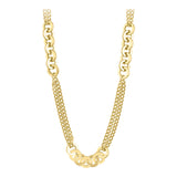 14k Gold | Double Curb Chain Circle Link Necklace