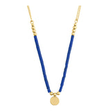 14k Gold | Lapis Lazuli Natural Stone Necklace with Coin Charm