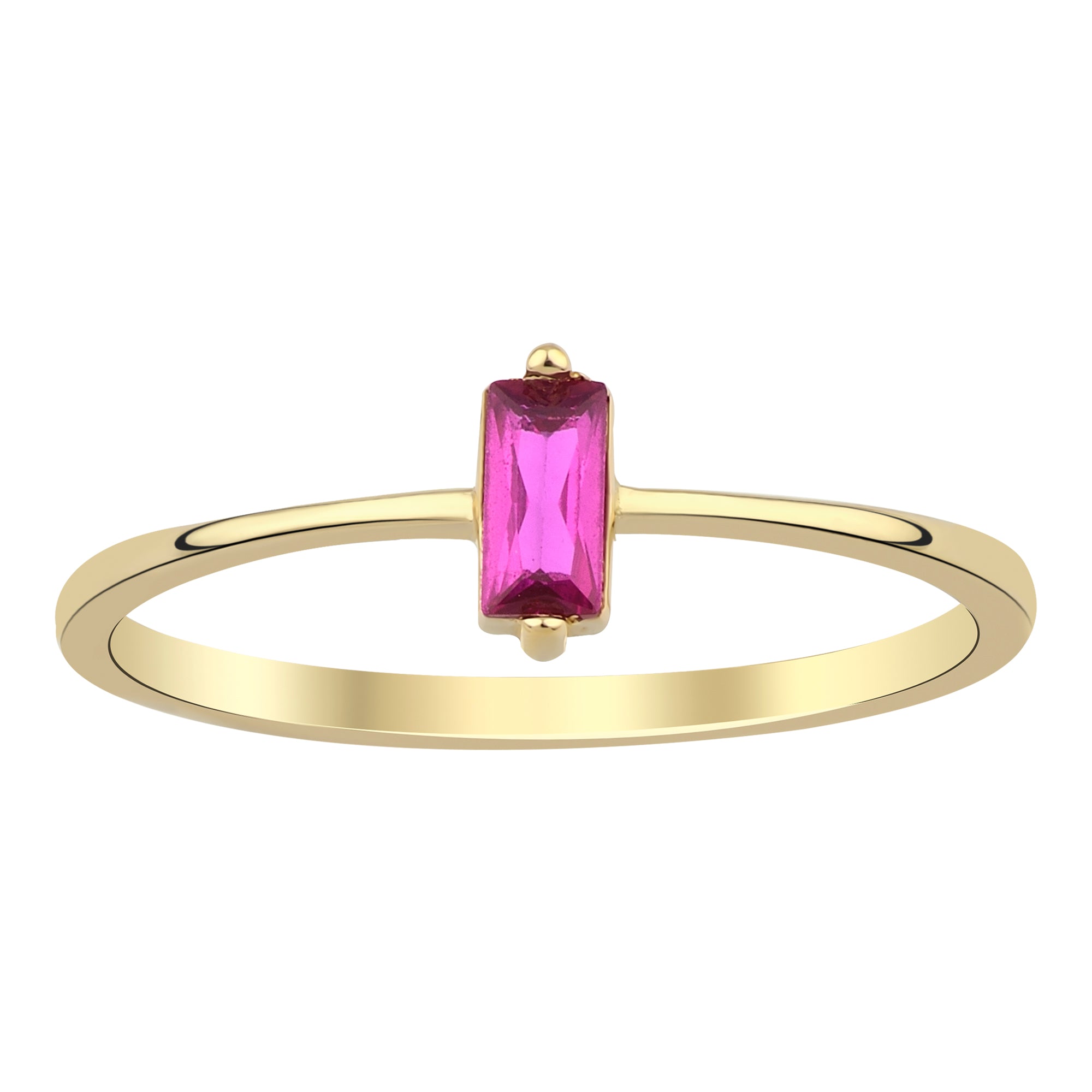 14k Gold | Minimalist Baguette Cut Clear Zircon Ring