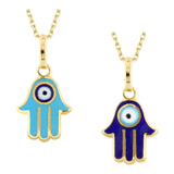 14k Gold | Blue Hamsa Necklace