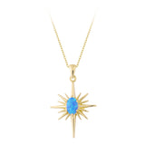 14k Gold | Blue Opal North Star Necklace