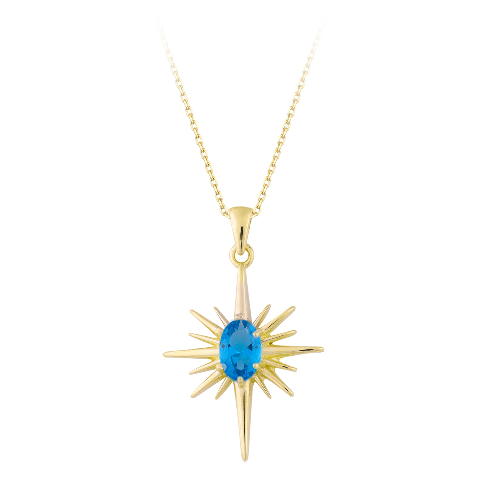 14k Gold | Blue Opal North Star Necklace