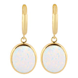 14k Gold | Large Blue Opal Dangle Earrings
