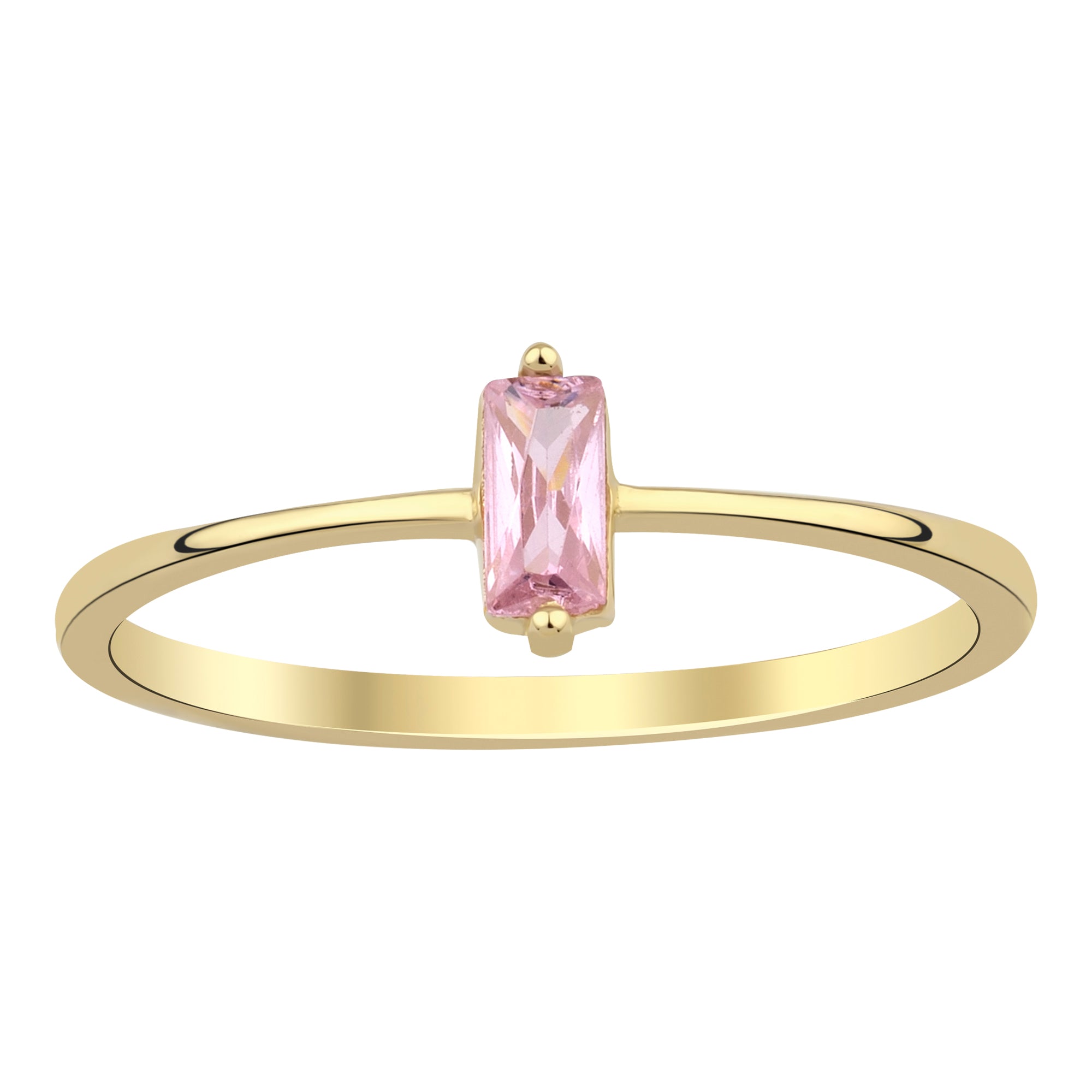 14k Gold | Minimalist Baguette Cut Clear Zircon Ring