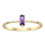 14k Gold | Minimalist Baguette Cut Clear Zircon Ring