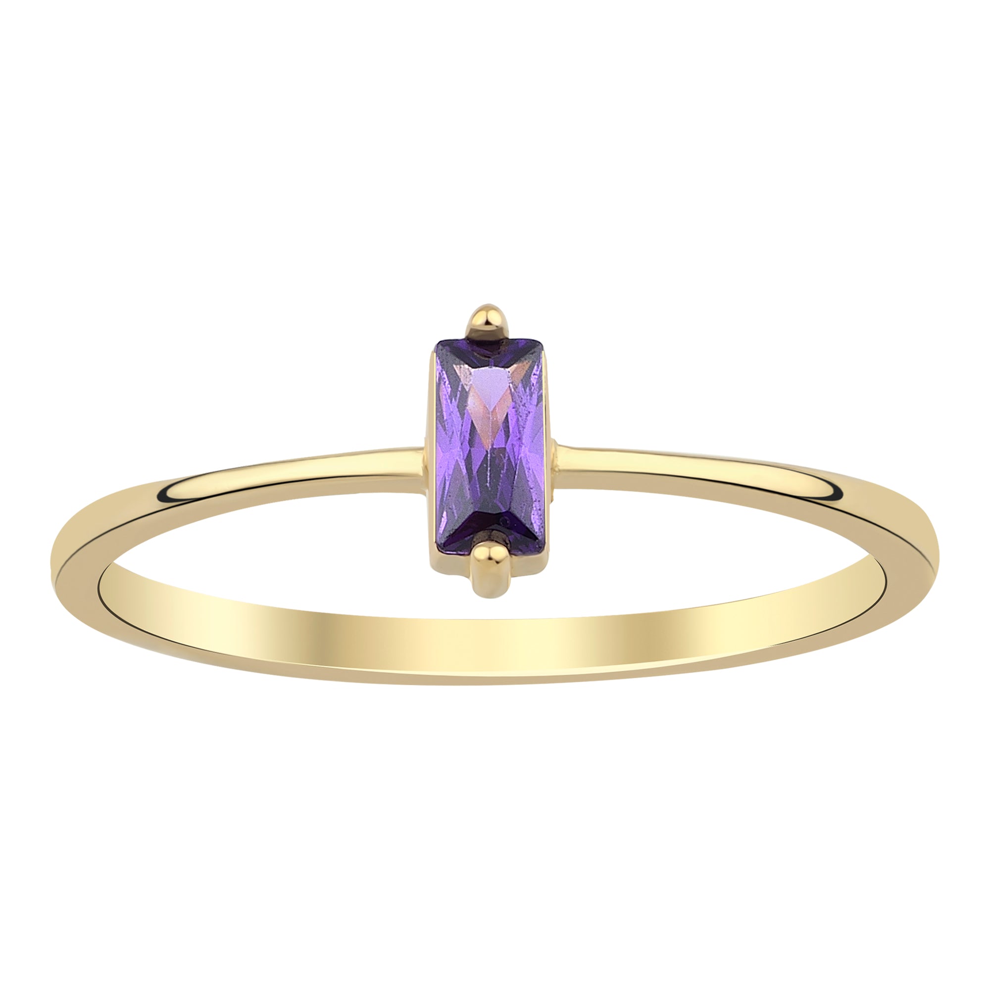 14k Gold | Minimalist Baguette Cut Clear Zircon Ring