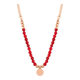 14k Gold | Red Jade Natural Stone Necklace with Coin Charm