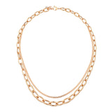 14k Gold | Graduated Oval Link and Curb Chain Layering Necklace
