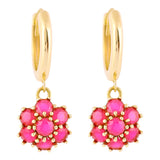 14k Gold | Emerald Hexagon Flower Dangle Earrings