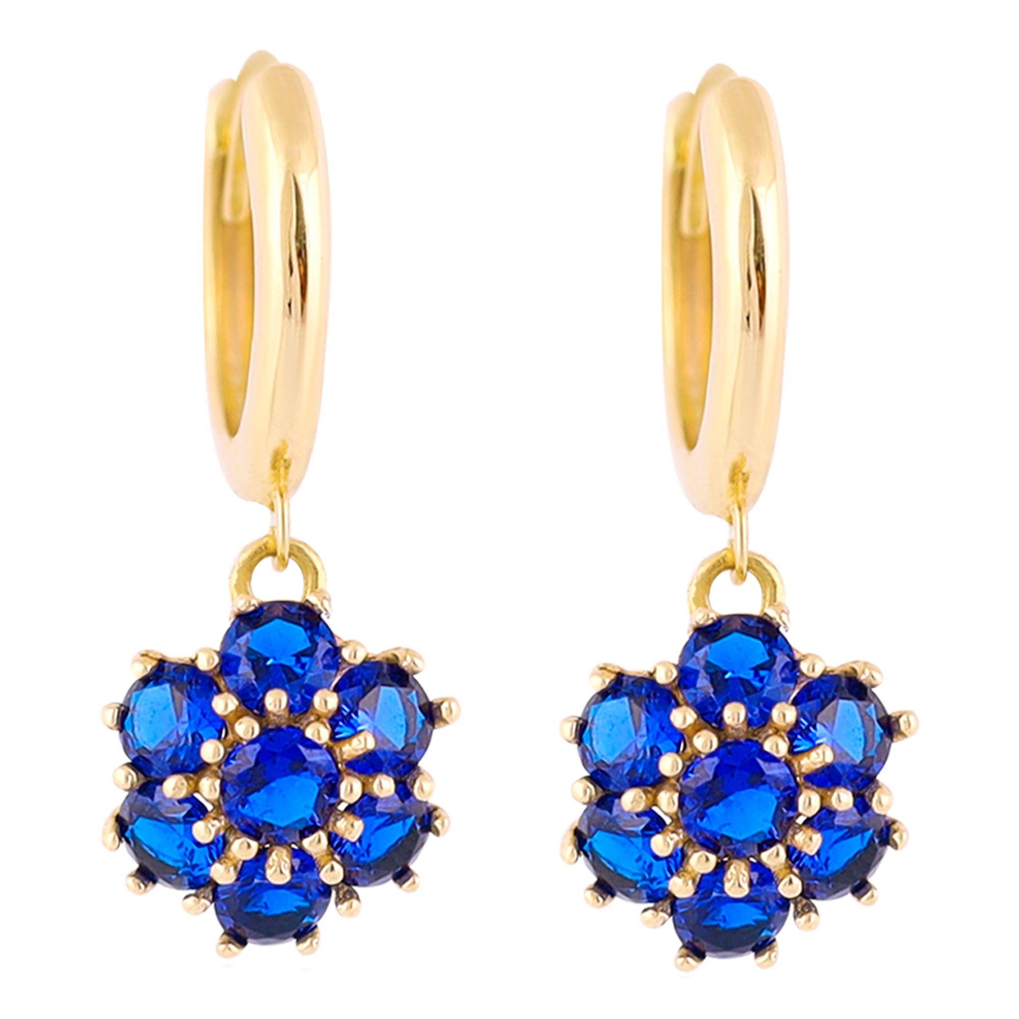 14k Gold | Emerald Hexagon Flower Dangle Earrings