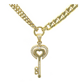 14k Gold | Chunky Two Strain Curb Chain Necklace with Charm