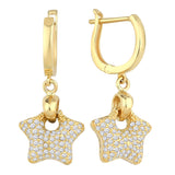 14k Gold | Star Padlock Dangle Earrings