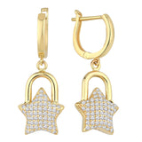 14k Gold | Puffy Star Dangle Earrings