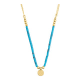 14k Gold | Lapis Lazuli Natural Stone Necklace with Coin Charm