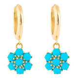 14k Gold | Emerald Hexagon Flower Dangle Earrings