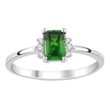 8k - 14k - 18k Gold | Baguette Cut Emerald Ring with Diamonds