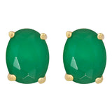 14k Gold | Emerald Oval Stud Earrings