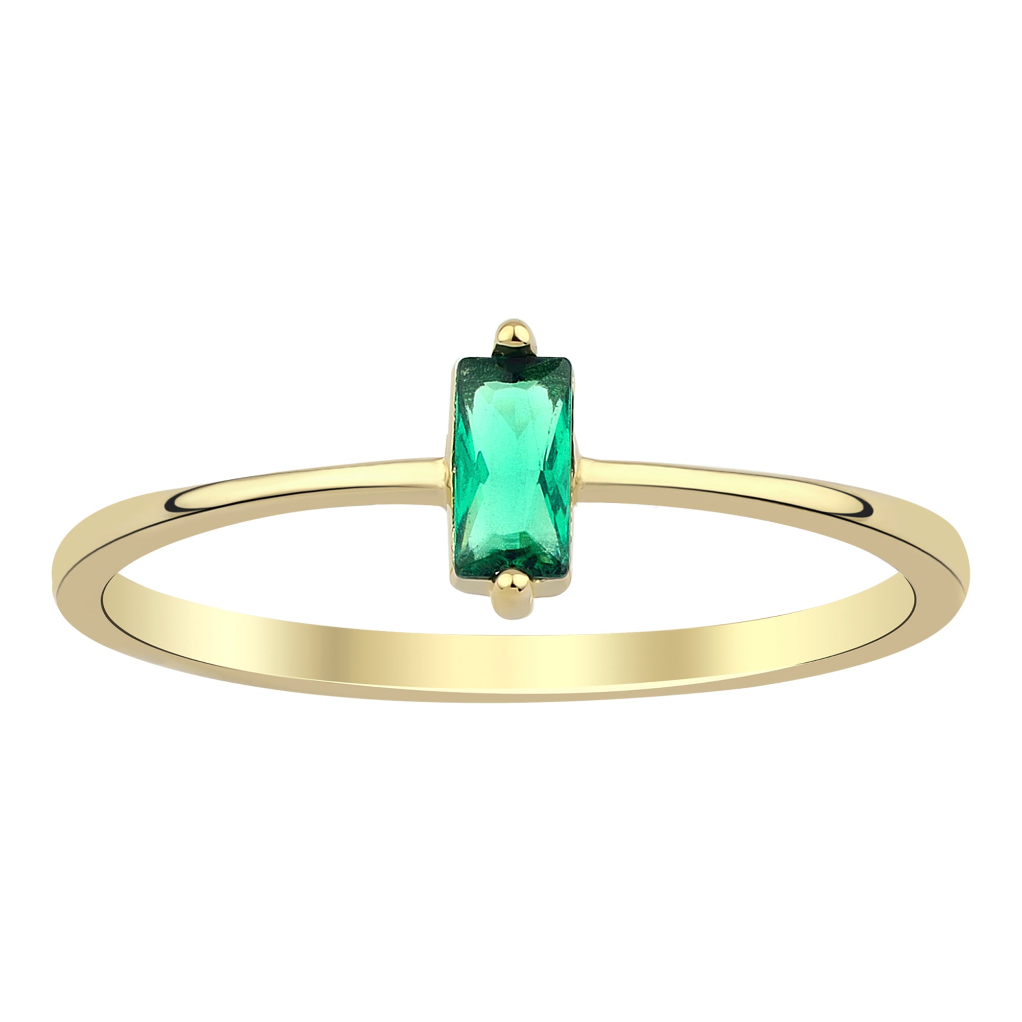 14k Gold | Minimalist Baguette Cut Clear Zircon Ring