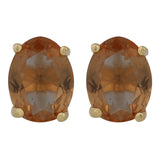 14k Gold | White Opal Oval Stud Earrings